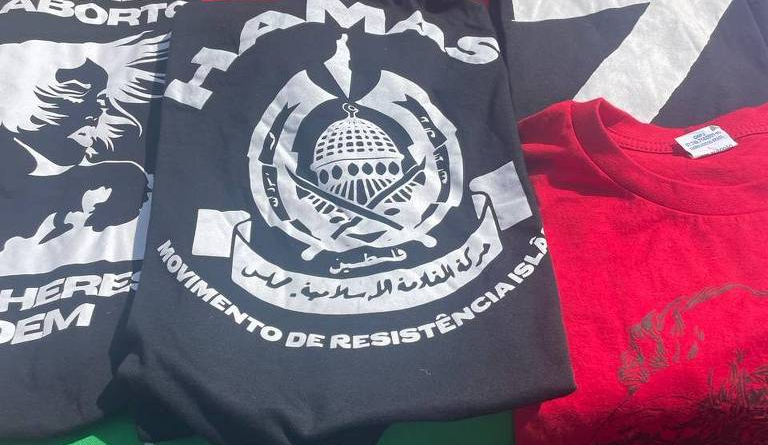 PCO vende camisas do Hamas em ato do Dia do Trabalho